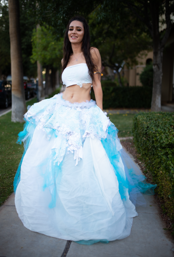 "LUCA" Turquoise Silver & White Boho Festival Wedding Ballgown Set