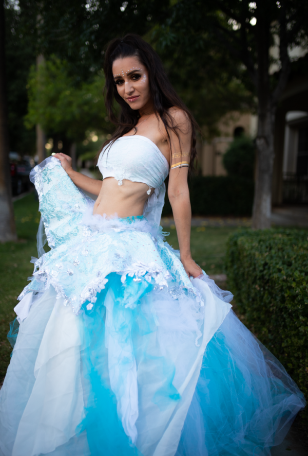 "LUCA" Turquoise Silver & White Boho Festival Wedding Ballgown Set - Image 3