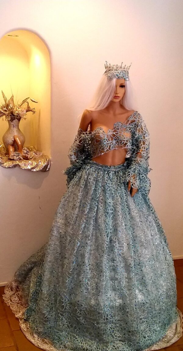 "ANYA" Turquoise Blue & Silver Wedding Ballgown Set - Image 4