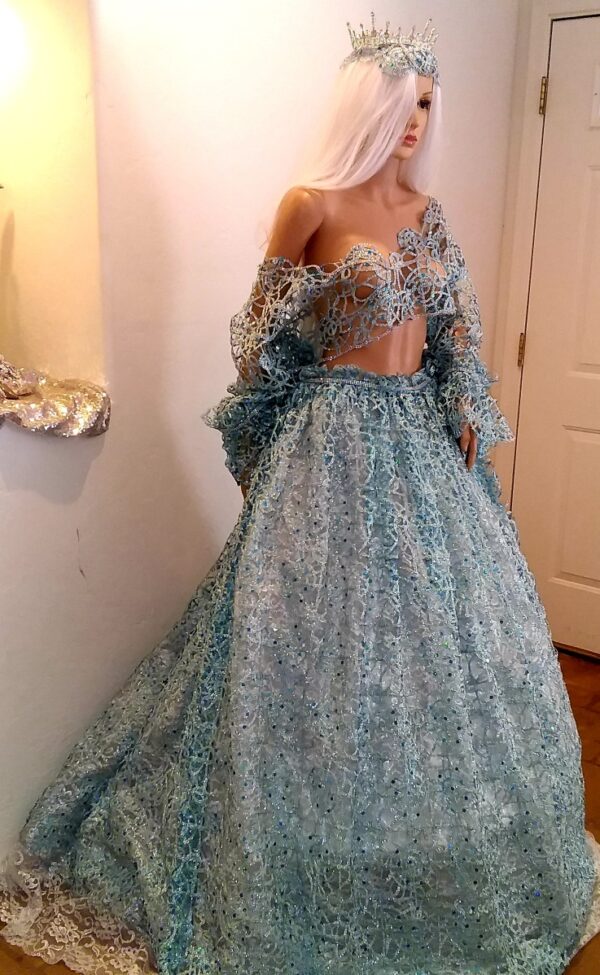 "ANYA" Turquoise Blue & Silver Wedding Ballgown Set - Image 3