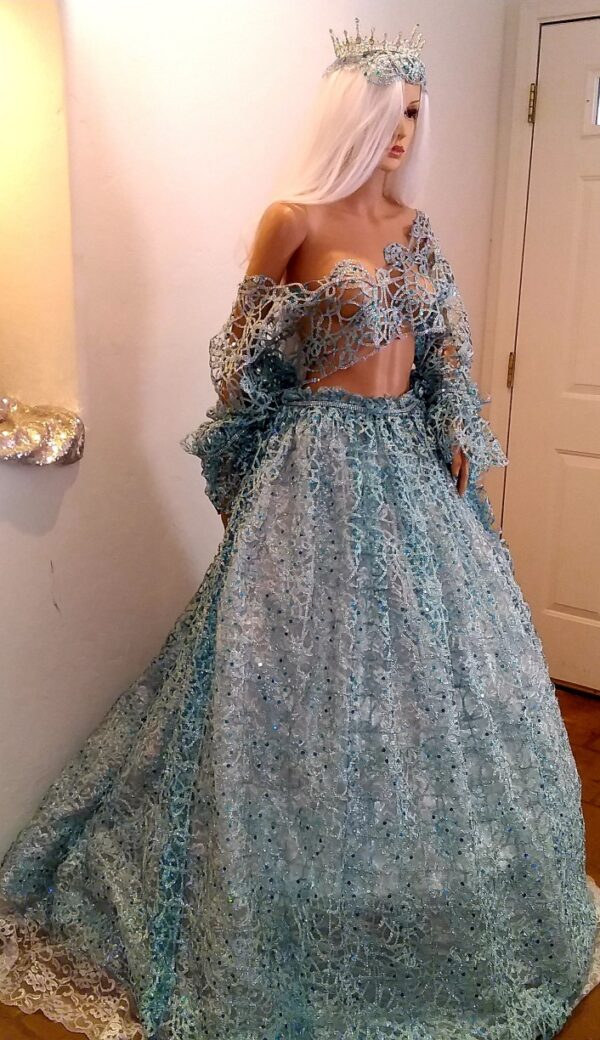 "ANYA" Turquoise Blue & Silver Wedding Ballgown Set - Image 2